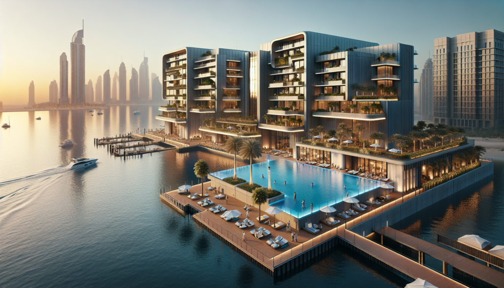 Isang luksus na hotel sa Bluewaters Island, Dubai, kasama ang Delano Dubai, na may moderno at eleganteng disenyo, na nagtatampok ng swimming pool at tanawin ng Arabian Gulf.