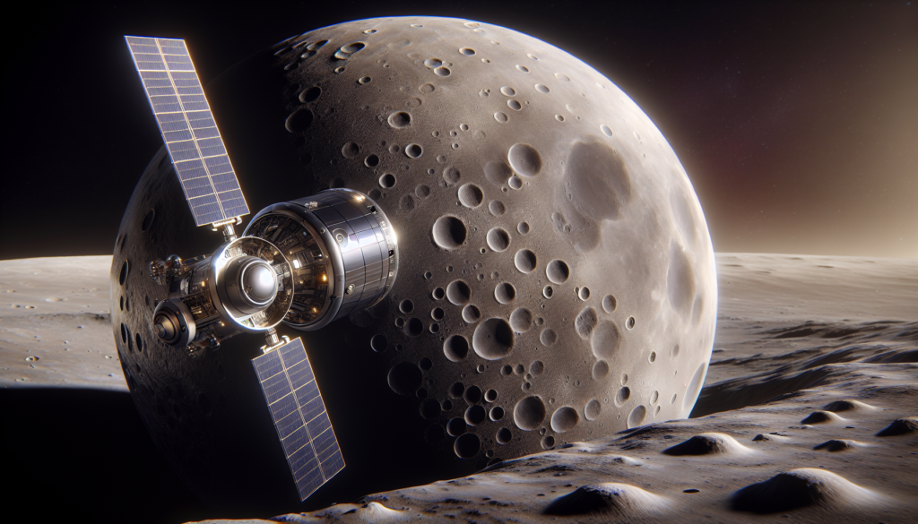 Ang UAE Hope Probe na umiikot sa malapit sa Martian moon na Deimos, na nagpapakita ng makabagong disenyo at Teknolohiya ng espasyo.