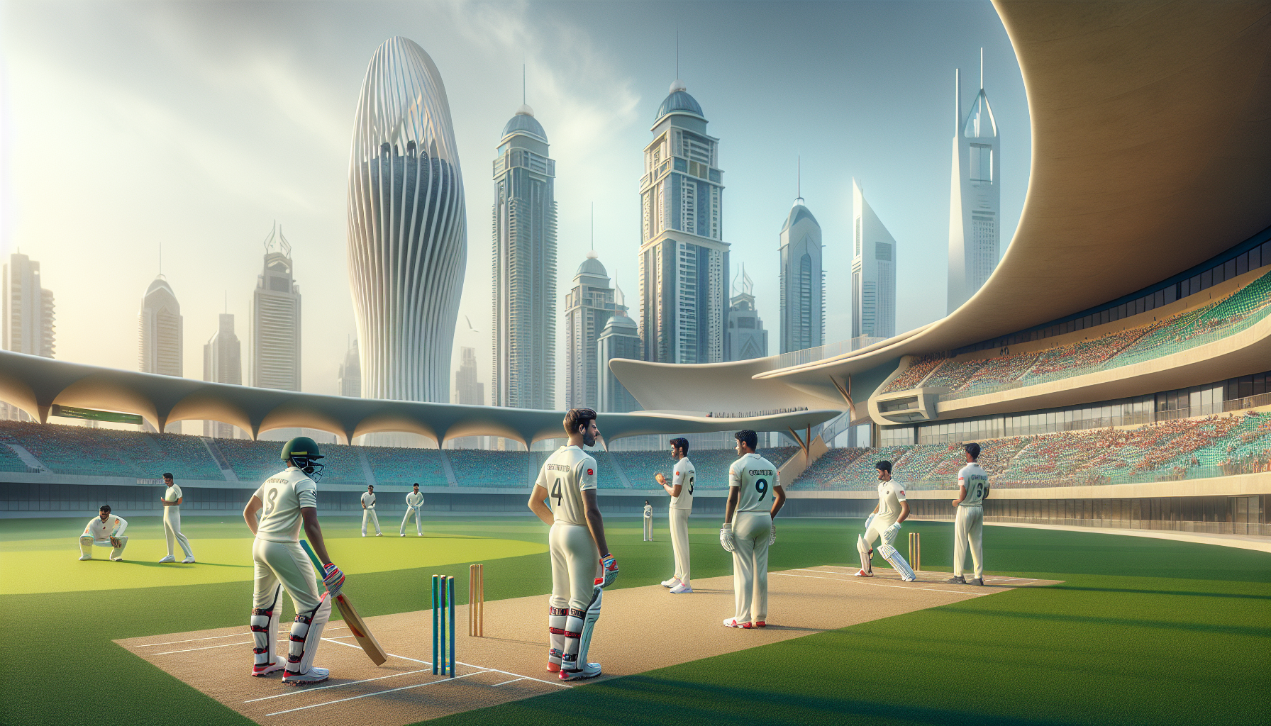 UAE Under-19 cricket team practicing at Dubai International Stadium, showcasing their focus and determination before matches against Pakistan and Afghanistan in the ACC Men’s U19 Asia Cup.