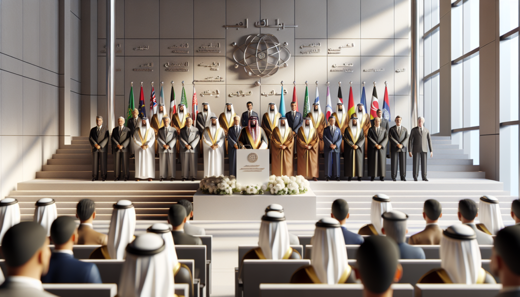 احتفال افتتاح الحرم الجامعي IIT في أبو ظبي بحضور الشيخ خالد بن محمد بن زايد آل نهيان ومجموعة من الشخصيات البارزة.