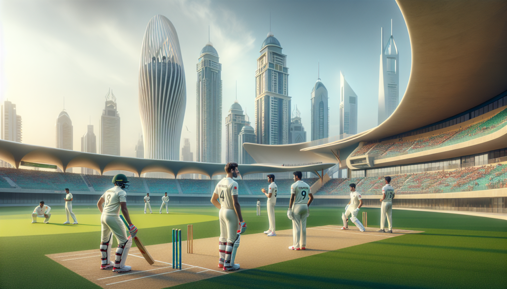 দুবাই আন্তর্জাতিক স্টেডিয়ামে UAE অধিনায়কত্বে যুব ক্রিকেট দলের প্রশিক্ষণ সেশন, যেখানে আধুনিক স্থাপনা এবং বিচিত্র নগর জীবনের প্রেক্ষাপটে ক্রিকেটের উত্তেজনা দেখা যাচ্ছে।